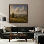 Rolling Countryside Canvas Art - Square – Walnut Floating Frame in room setting
