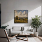 Rolling Countryside Canvas Art - Square – White Floating Frame in room setting