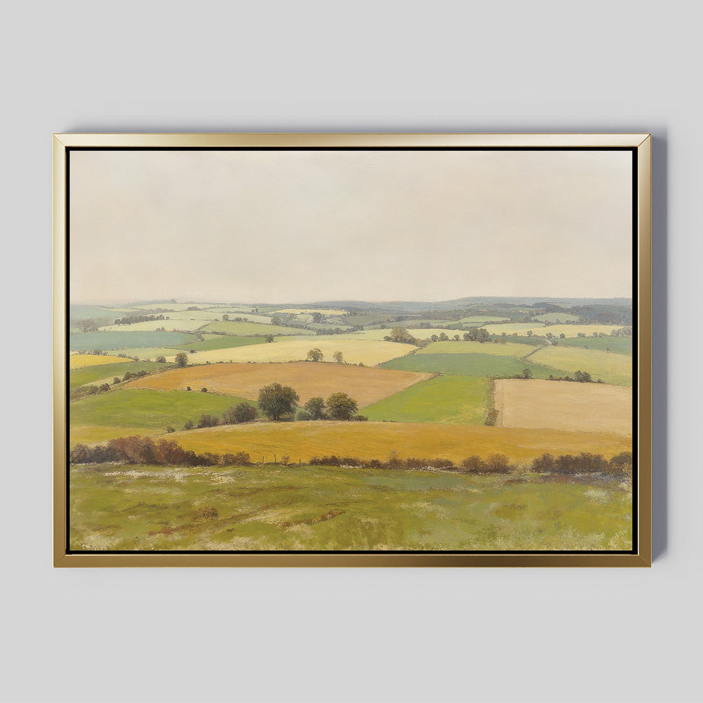 Whispering Meadows at Goldenlight – green vintage canvas wall art print by Aspire Prints