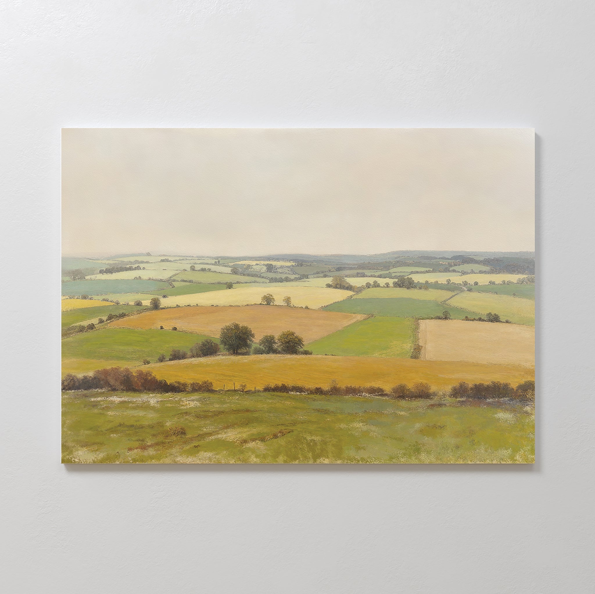 Whispering Meadows at Goldenlight – green vintage canvas wall art print by Aspire Prints