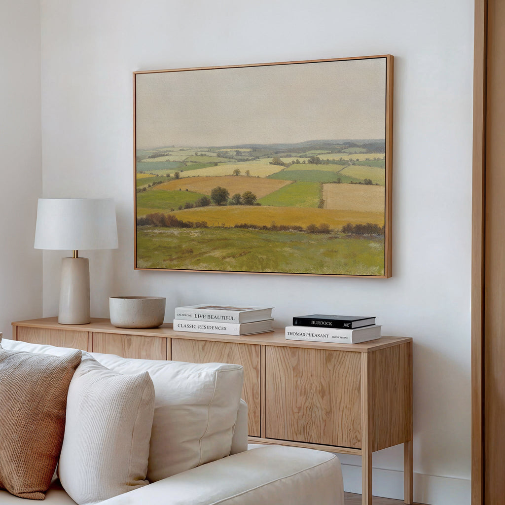 Whispering Meadows at Goldenlight – green vintage canvas wall art print by Aspire Prints