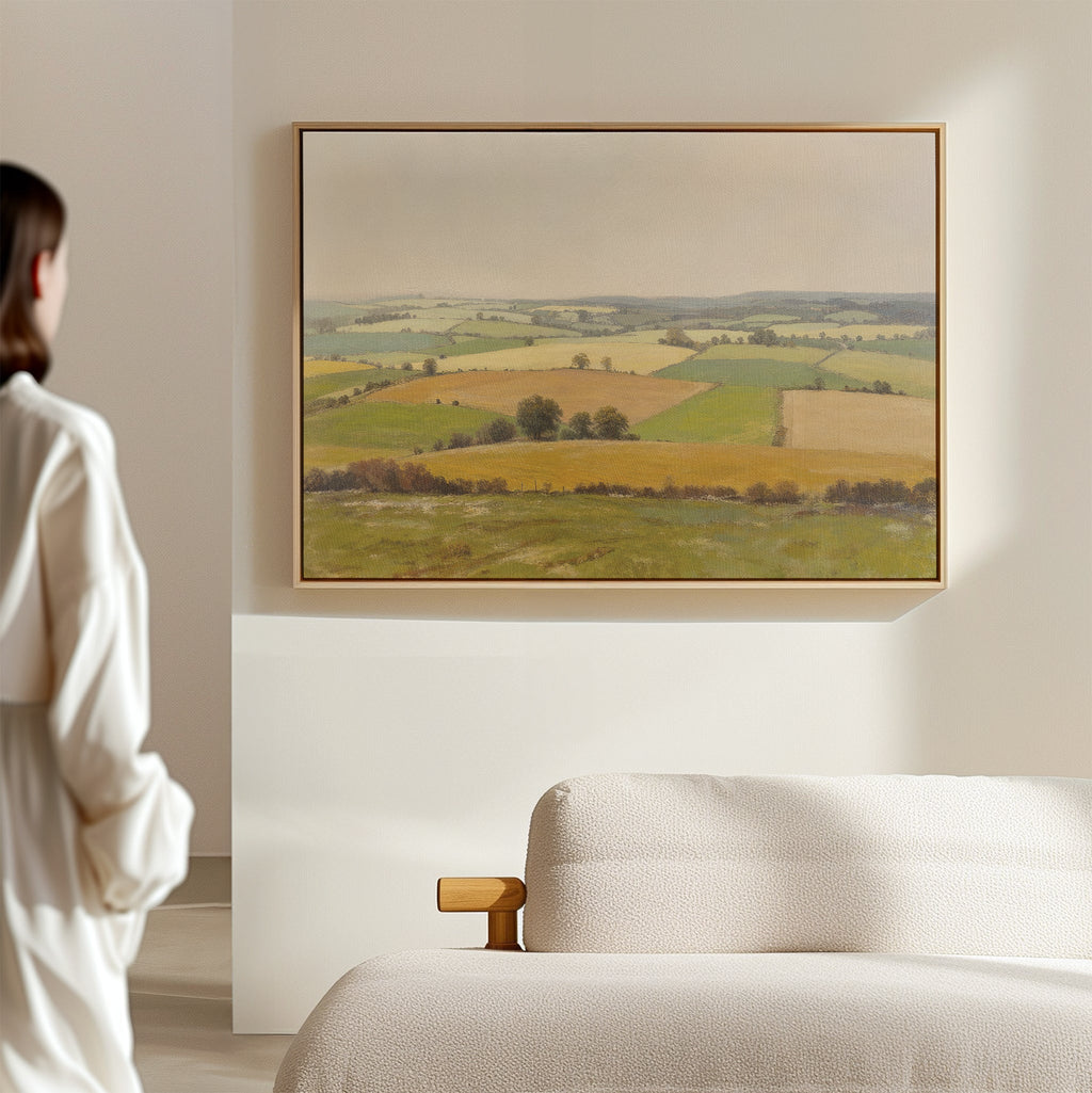 Whispering Meadows at Goldenlight – green vintage canvas wall art print by Aspire Prints