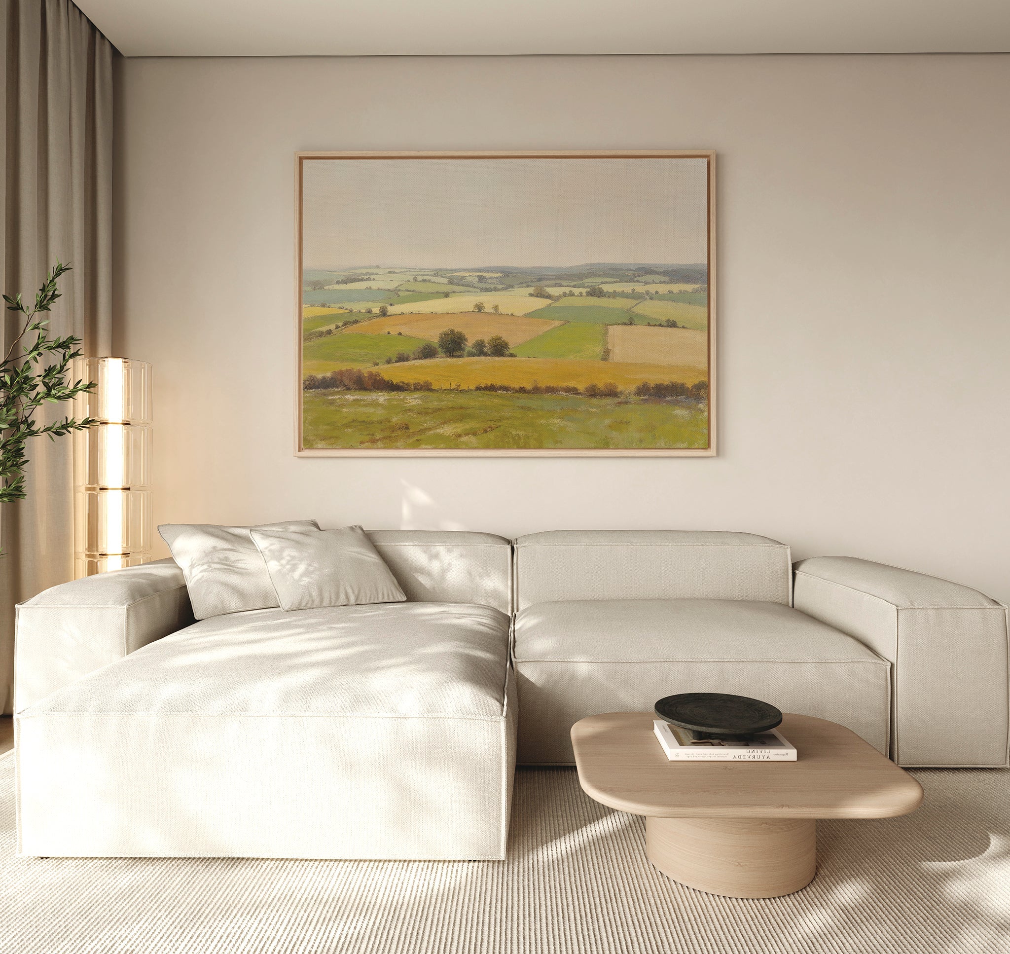 Whispering Meadows at Goldenlight – green vintage canvas wall art print by Aspire Prints