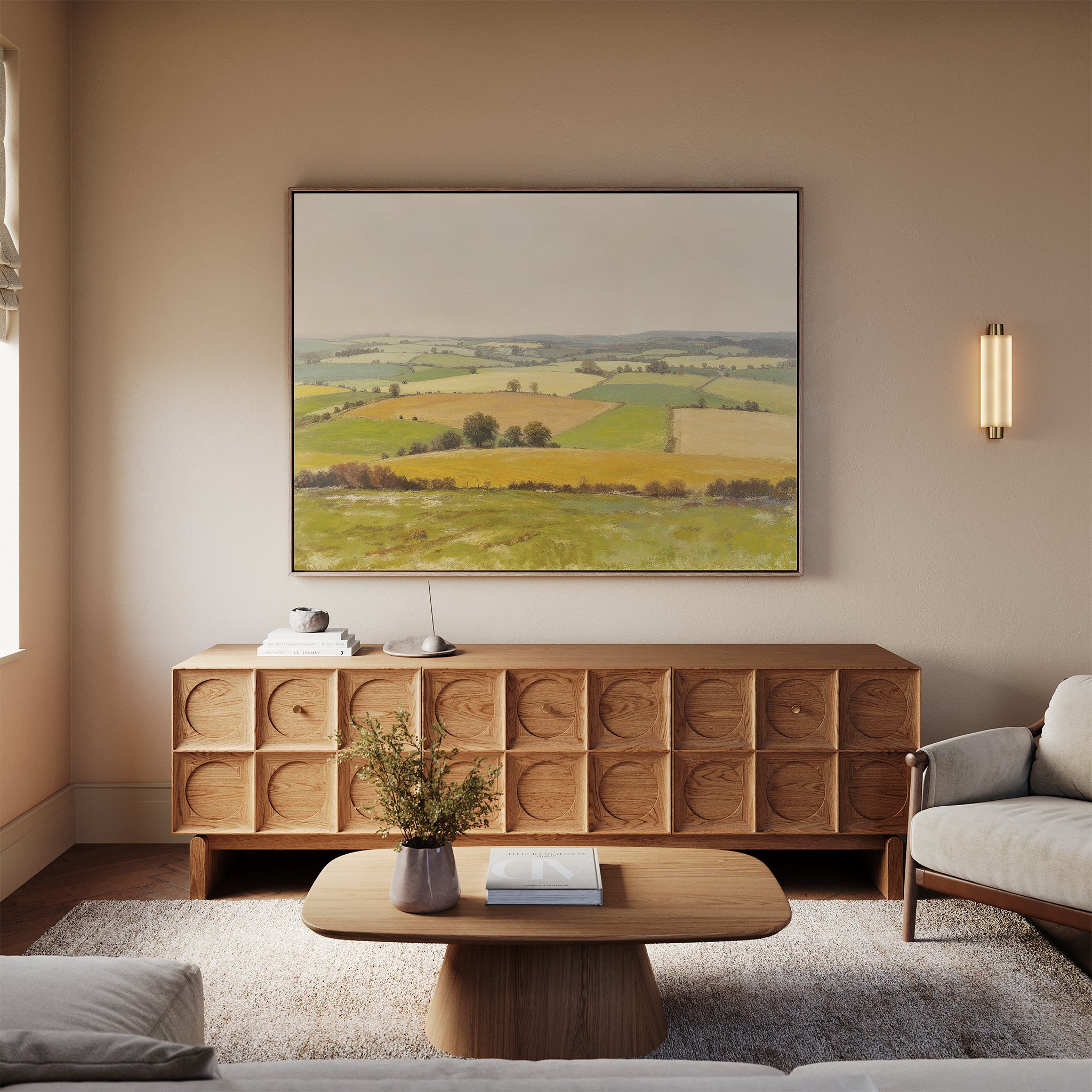 Whispering Meadows at Goldenlight – green vintage canvas wall art print by Aspire Prints