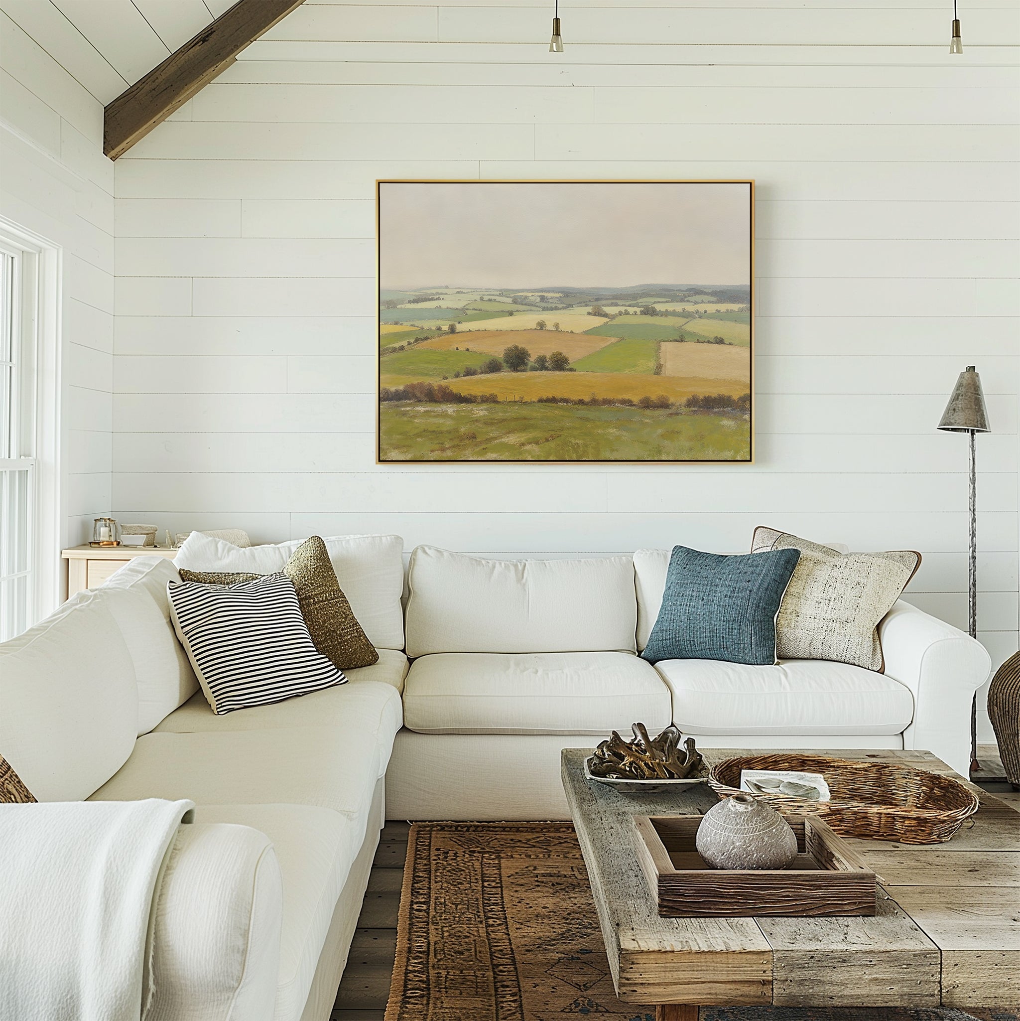 Whispering Meadows at Goldenlight – green vintage canvas wall art print by Aspire Prints