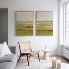 Fields of Quiet Gold – Set of 2 Canvas Prints set of 2 – green vintage canvas wall art by Aspire Prints