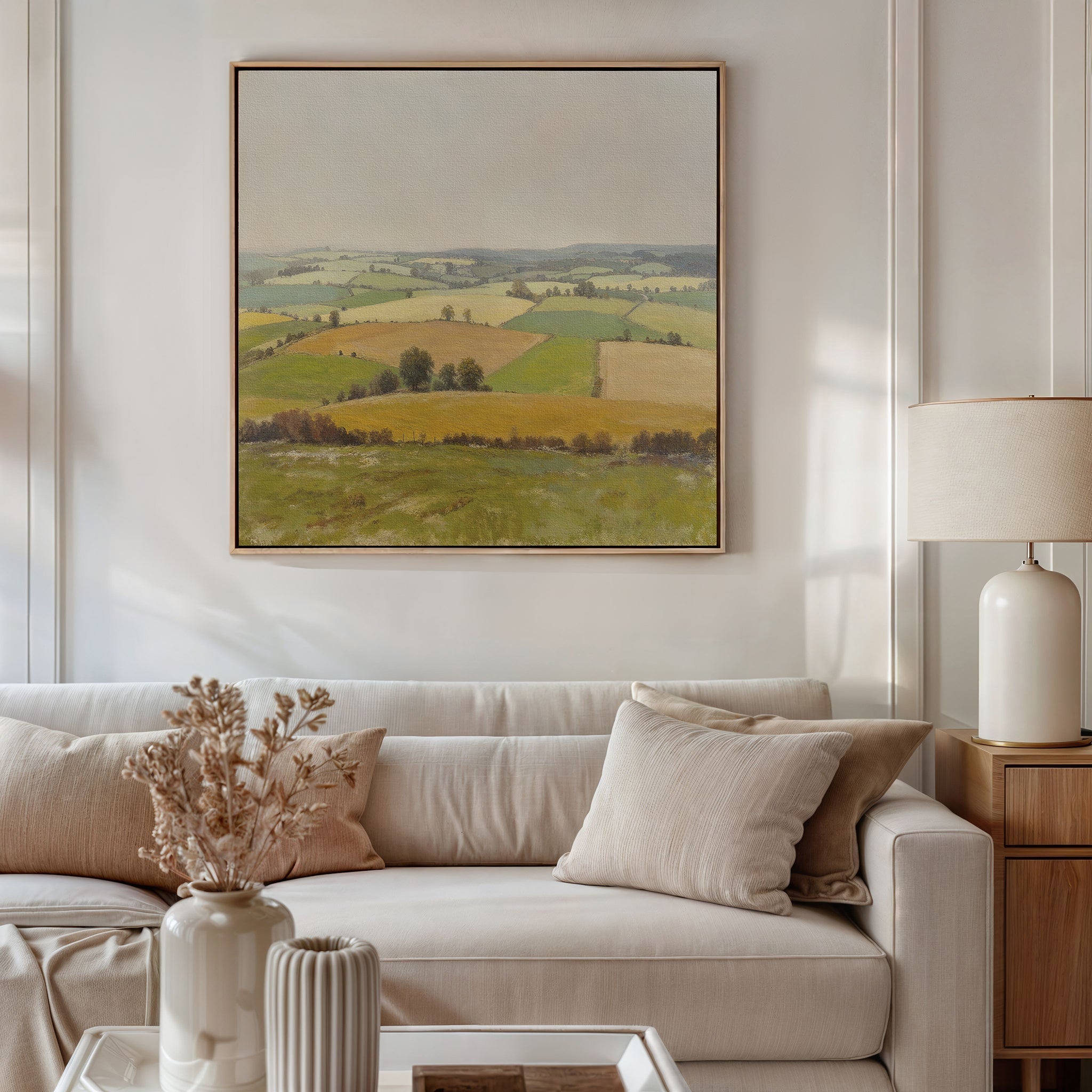 Fields of Quiet Gold – green vintage canvas wall art print by Aspire Prints