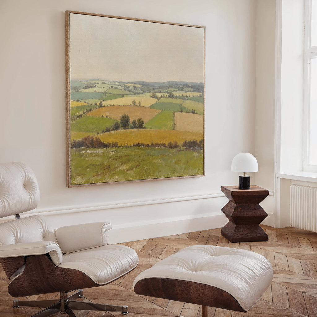 Fields of Quiet Gold – green vintage canvas wall art print by Aspire Prints
