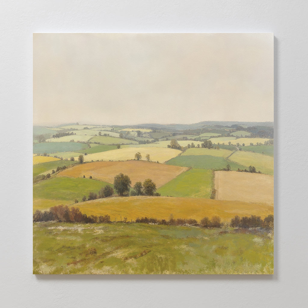 Fields of Quiet Gold – green vintage canvas wall art print by Aspire Prints