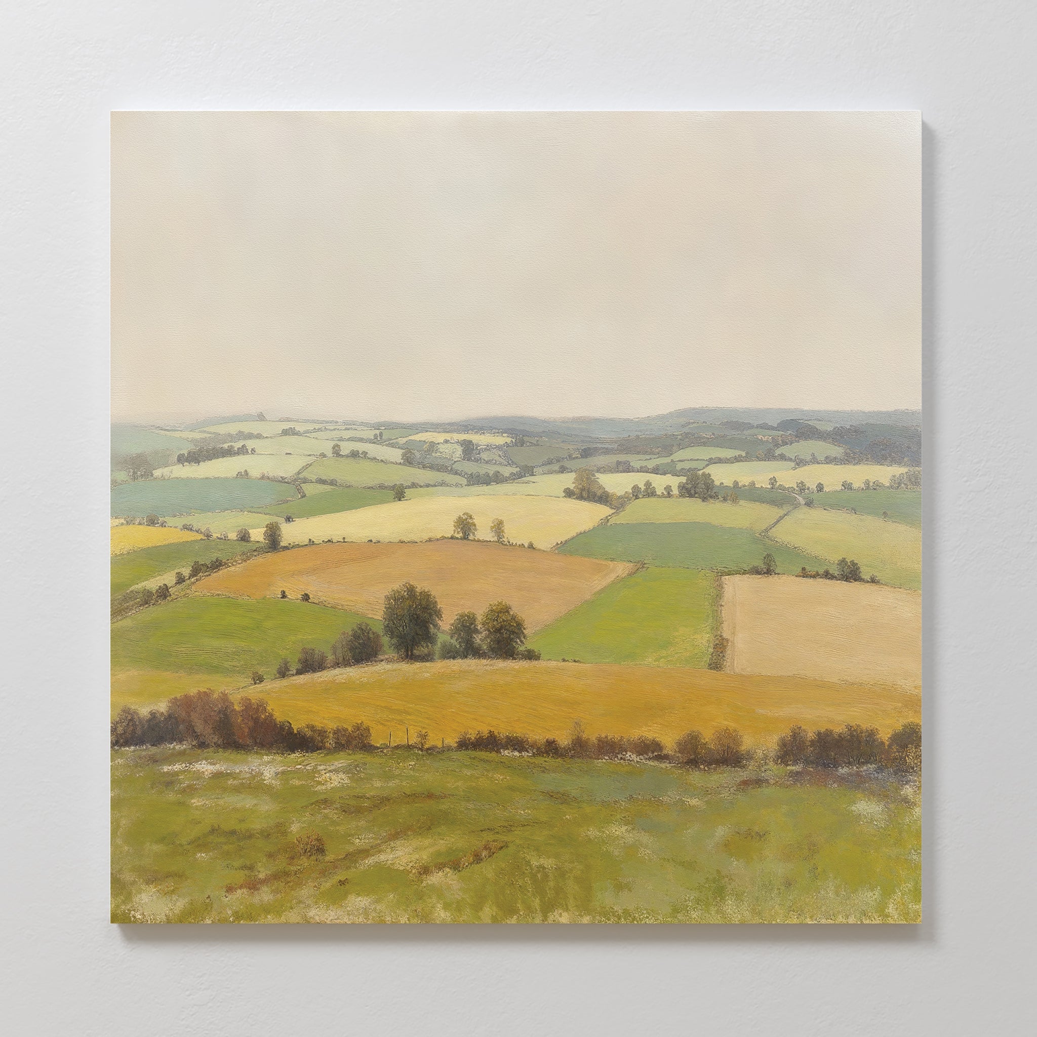 Fields of Quiet Gold – green vintage canvas wall art print by Aspire Prints
