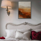 Rust Hills at Dusk Canvas Art - Vertical – Silver Floating Frame in room setting