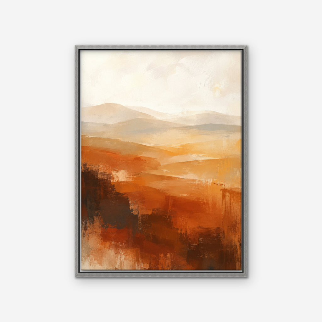 Rust Hills at Dusk Canvas Art - Vertical – Silver Floating Frame on white background
