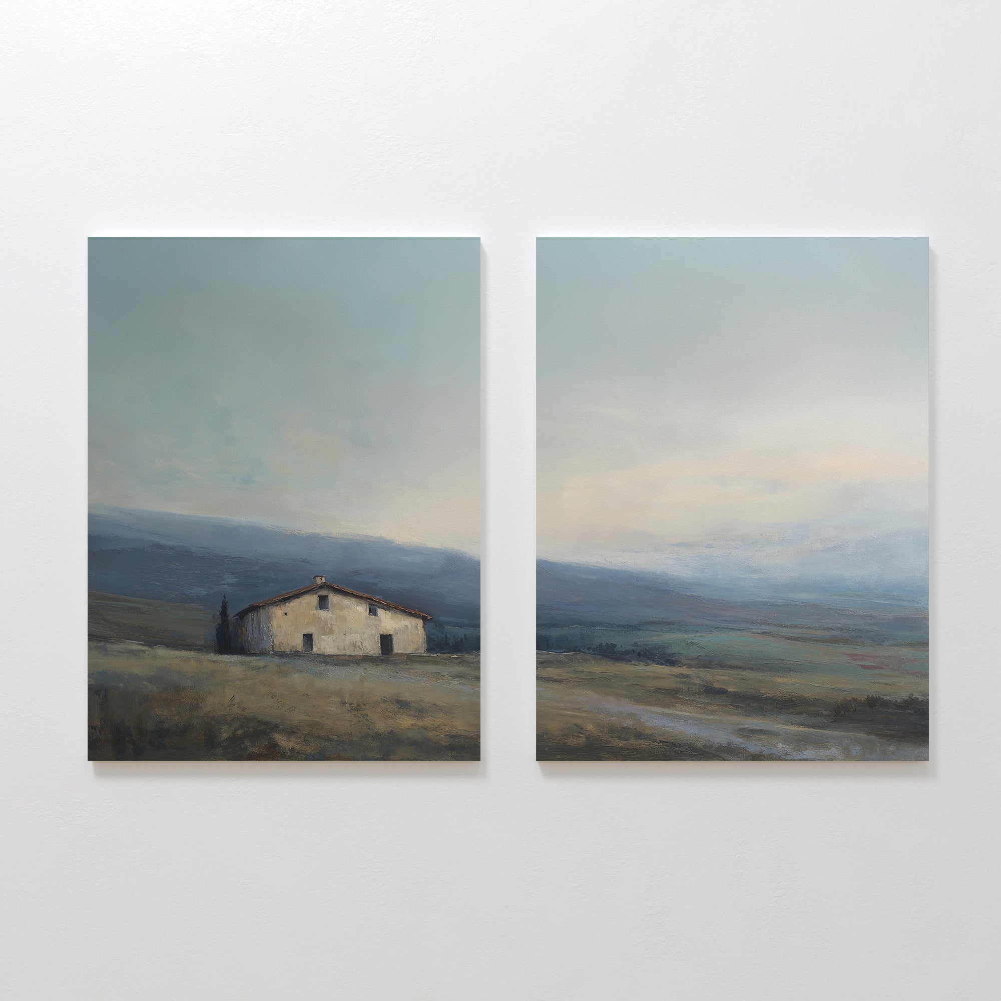 Whispers of the Hollow – Set of 2 Canvas Prints set of 2 – blue vintage canvas wall art by Aspire Prints