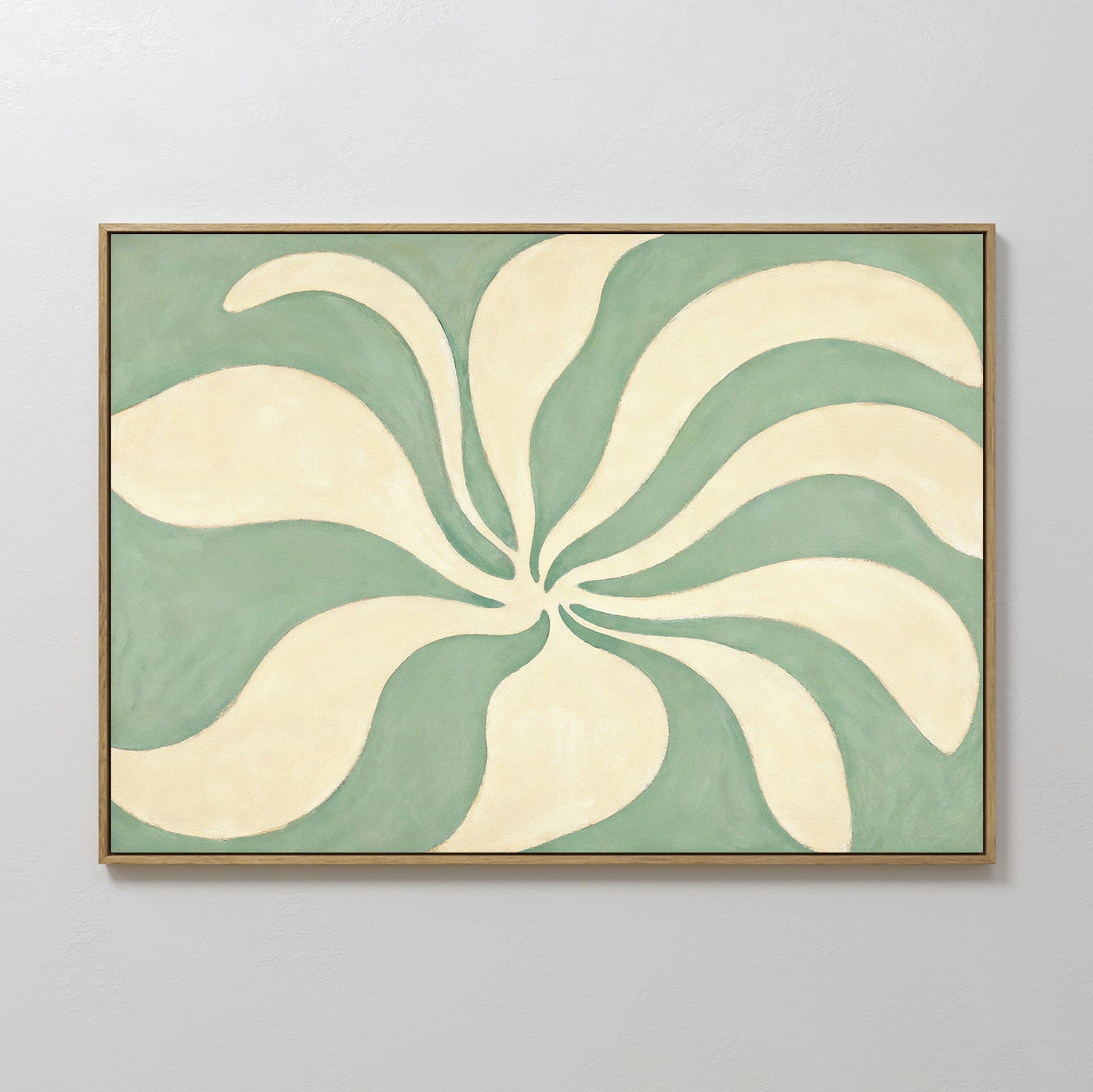 Whispering Petals in Sage – green botanical canvas wall art print by Aspire Prints