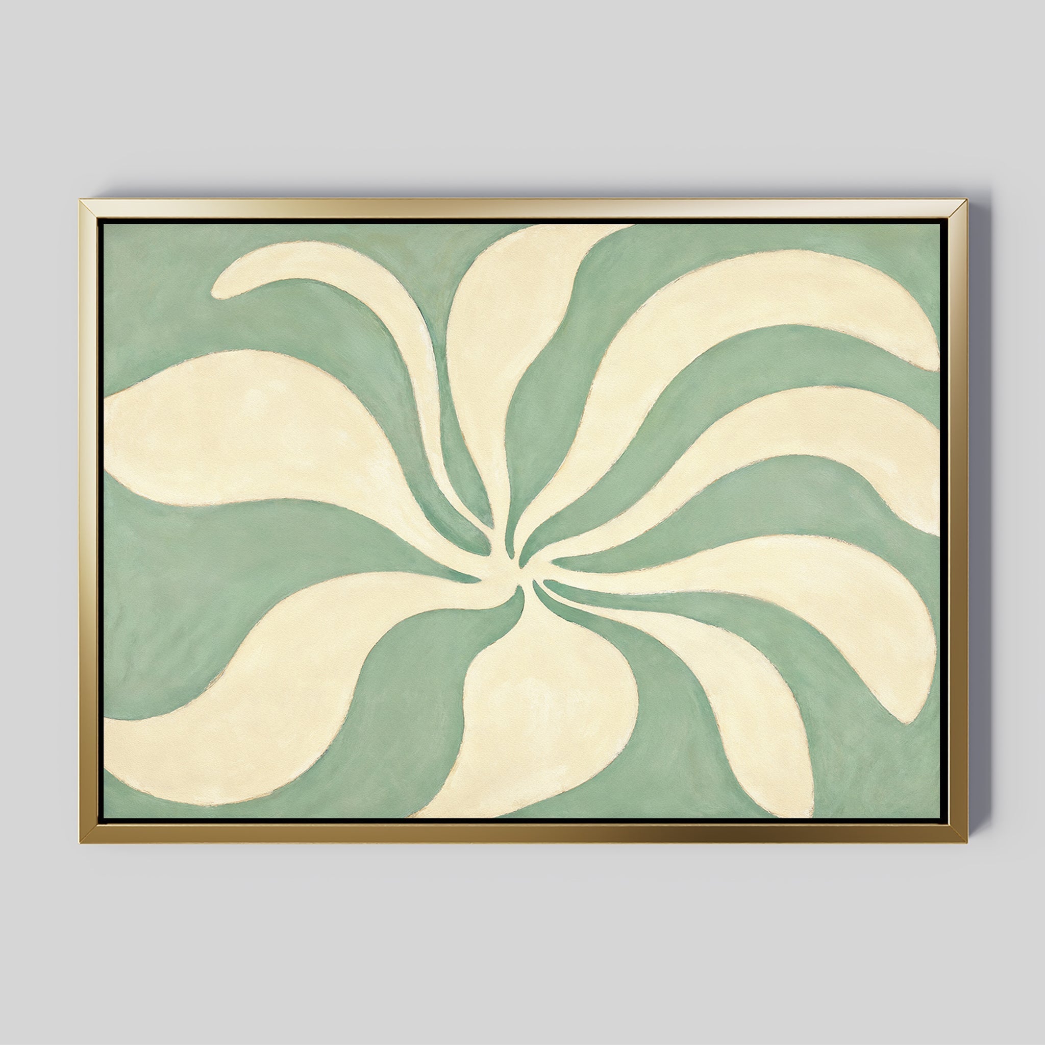 Whispering Petals in Sage – green botanical canvas wall art print by Aspire Prints