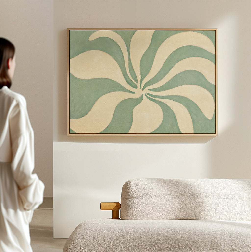 Whispering Petals in Sage – green botanical canvas wall art print by Aspire Prints