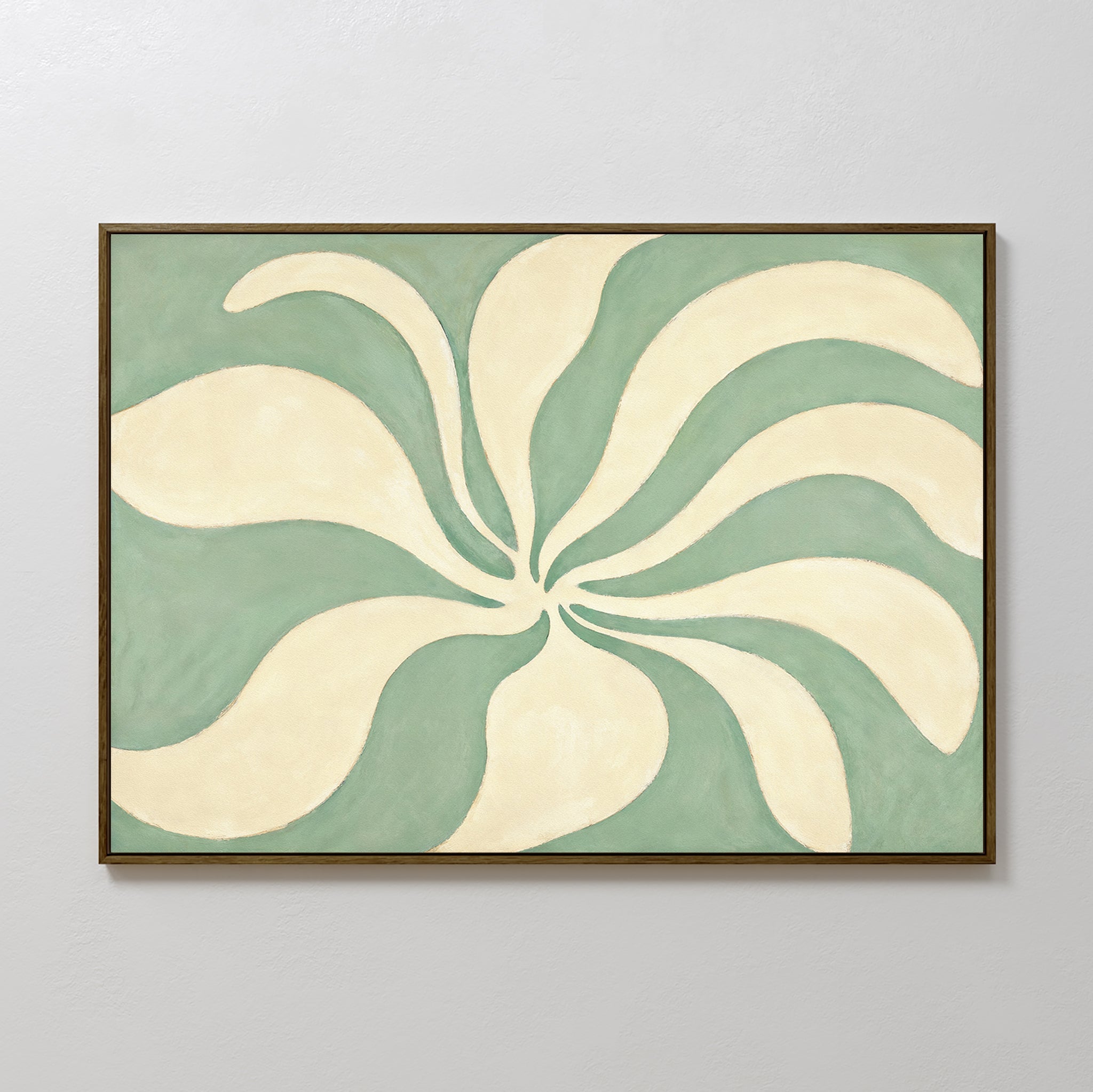 Whispering Petals in Sage – green botanical canvas wall art print by Aspire Prints