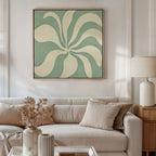 Whispering Petals in Sage – green botanical canvas wall art print by Aspire Prints