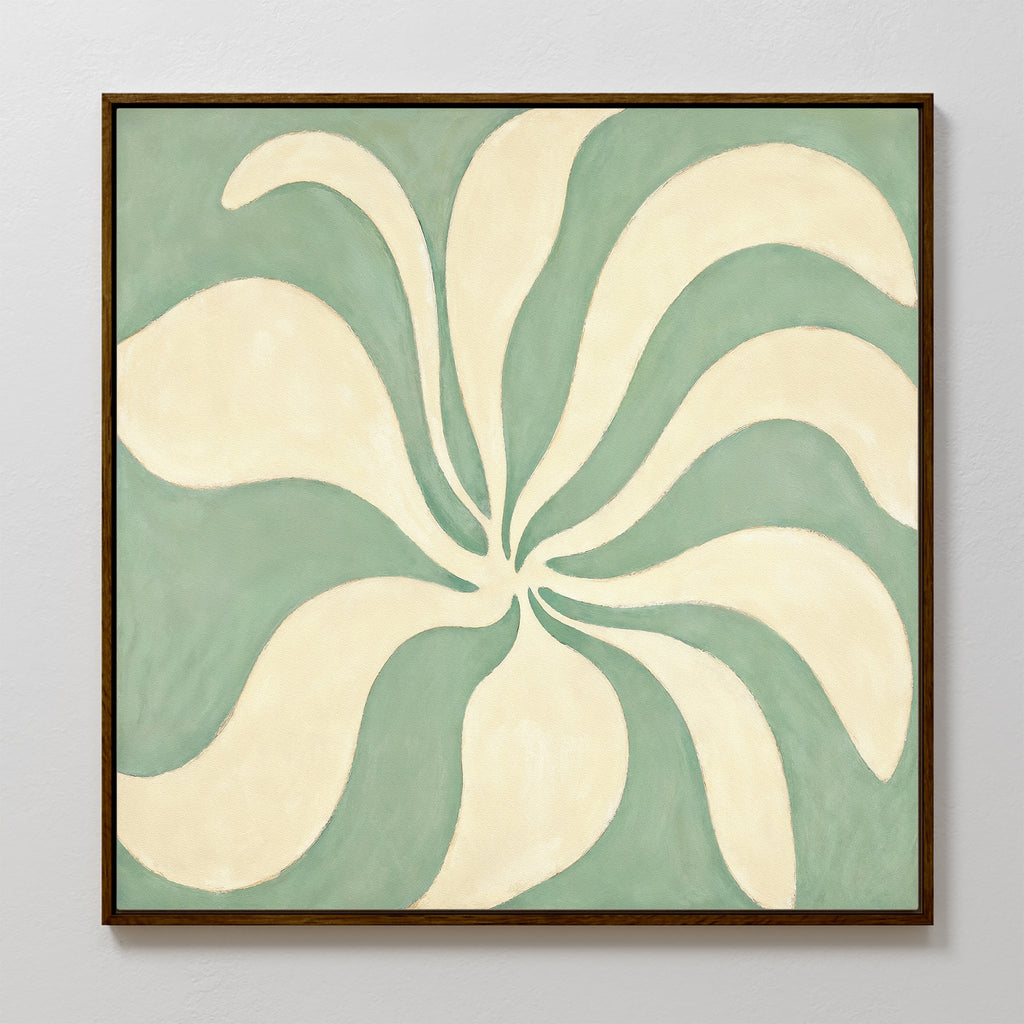 Whispering Petals in Sage – green botanical canvas wall art print by Aspire Prints
