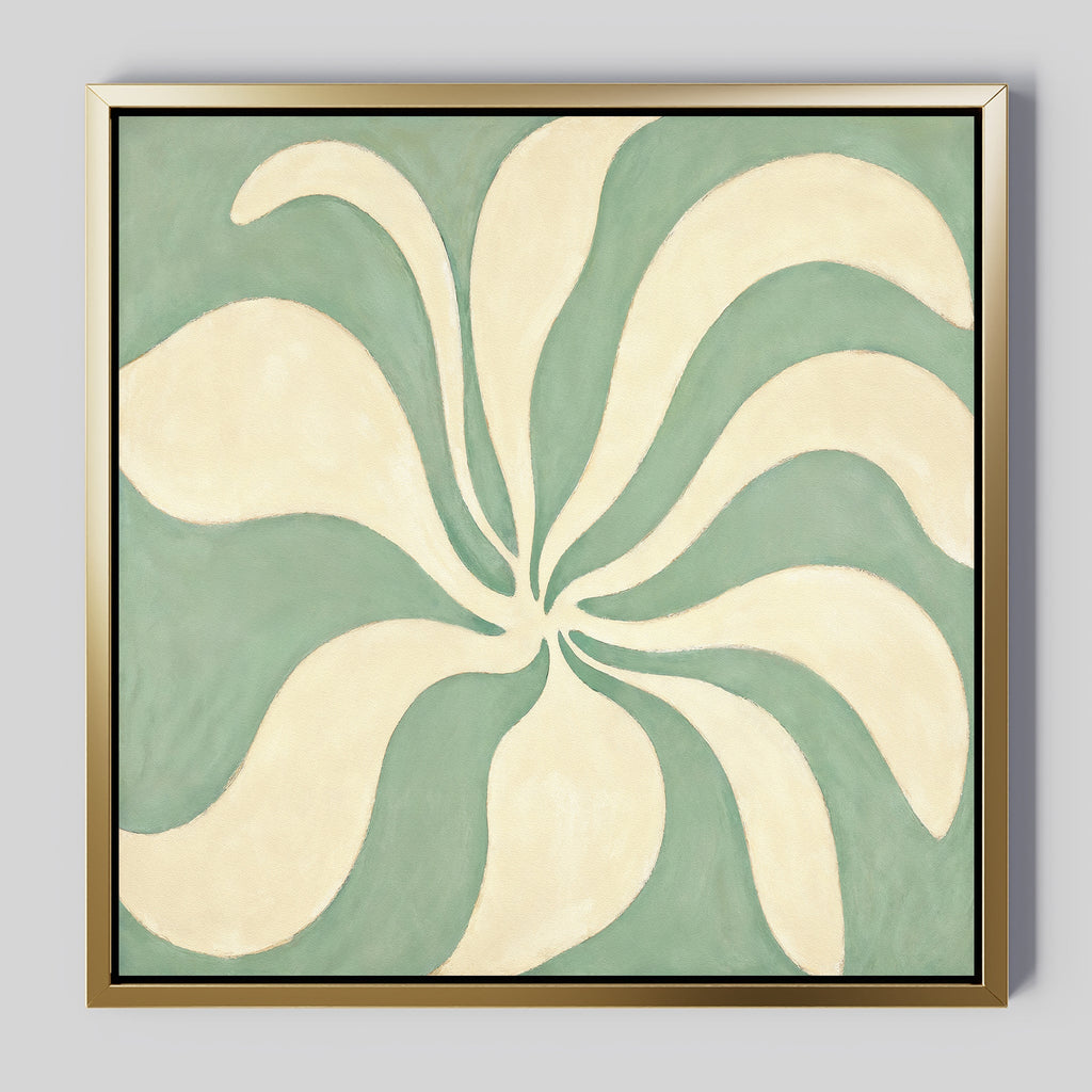 Whispering Petals in Sage – green botanical canvas wall art print by Aspire Prints