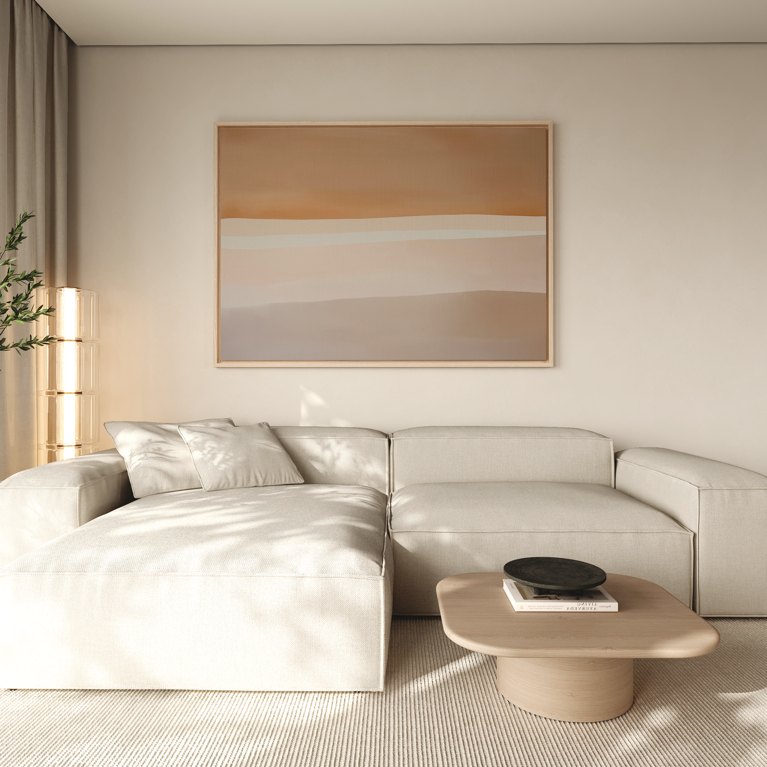 Whispers of the Dunes – beige and white abstract canvas wall art print by Aspire Prints