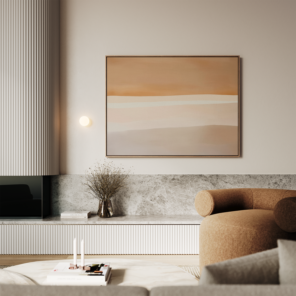 Whispers of the Dunes – beige and white abstract canvas wall art print by Aspire Prints