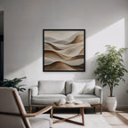 Sand Dune Waves Canvas Art - Square – Black Floating Frame in room setting