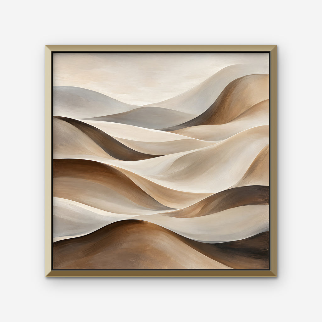 Sand Dune Waves Canvas Art - Square – Gold Floating Frame on white background