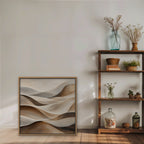 Sand Dune Waves Canvas Art - Square – Oak Floating Frame in room setting