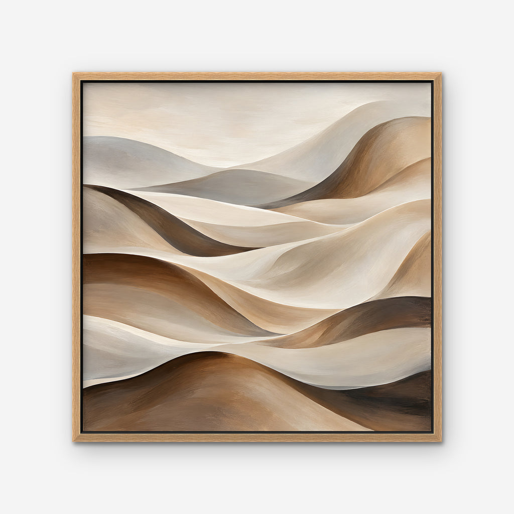 Sand Dune Waves Canvas Art - Square – Oak Floating Frame on white background