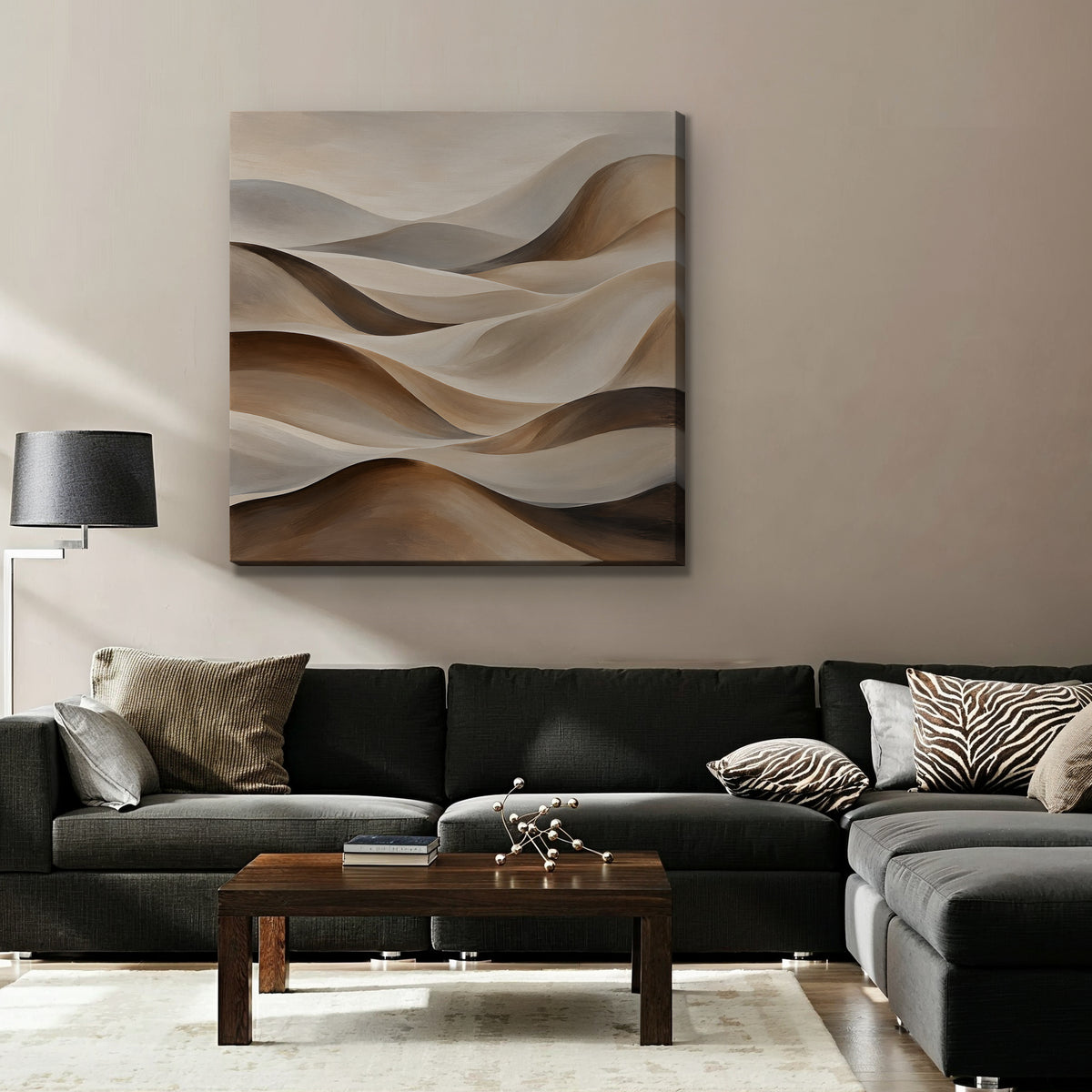 Sand Dune Waves Canvas Art - Square – Stretched Canvas Only in room setting