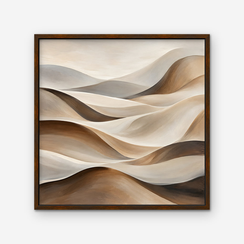 Sand Dune Waves Canvas Art - Square – Walnut Floating Frame on white background