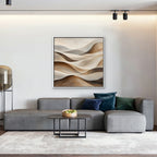 Sand Dune Waves Canvas Art - Square – White Floating Frame in room setting