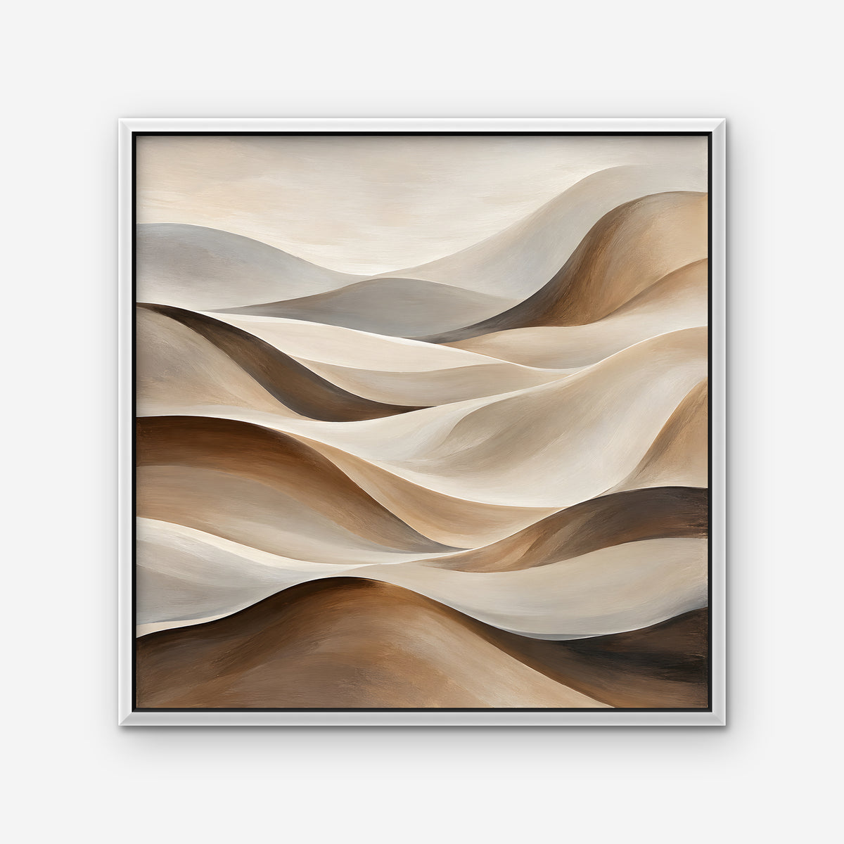 Sand Dune Waves Canvas Art - Square – White Floating Frame on white background