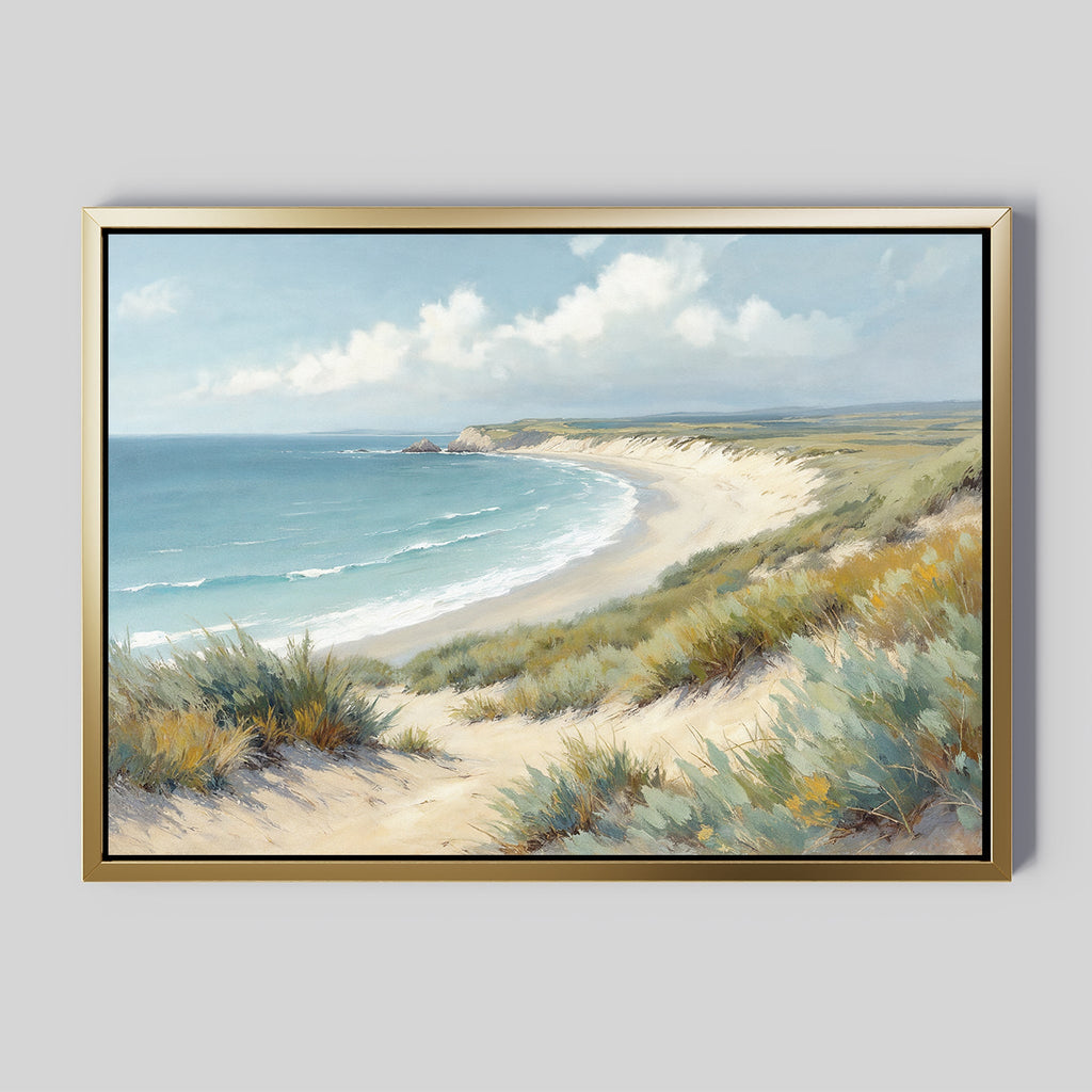 Where Dunes Whisper – blue vintage canvas wall art print by Aspire Prints