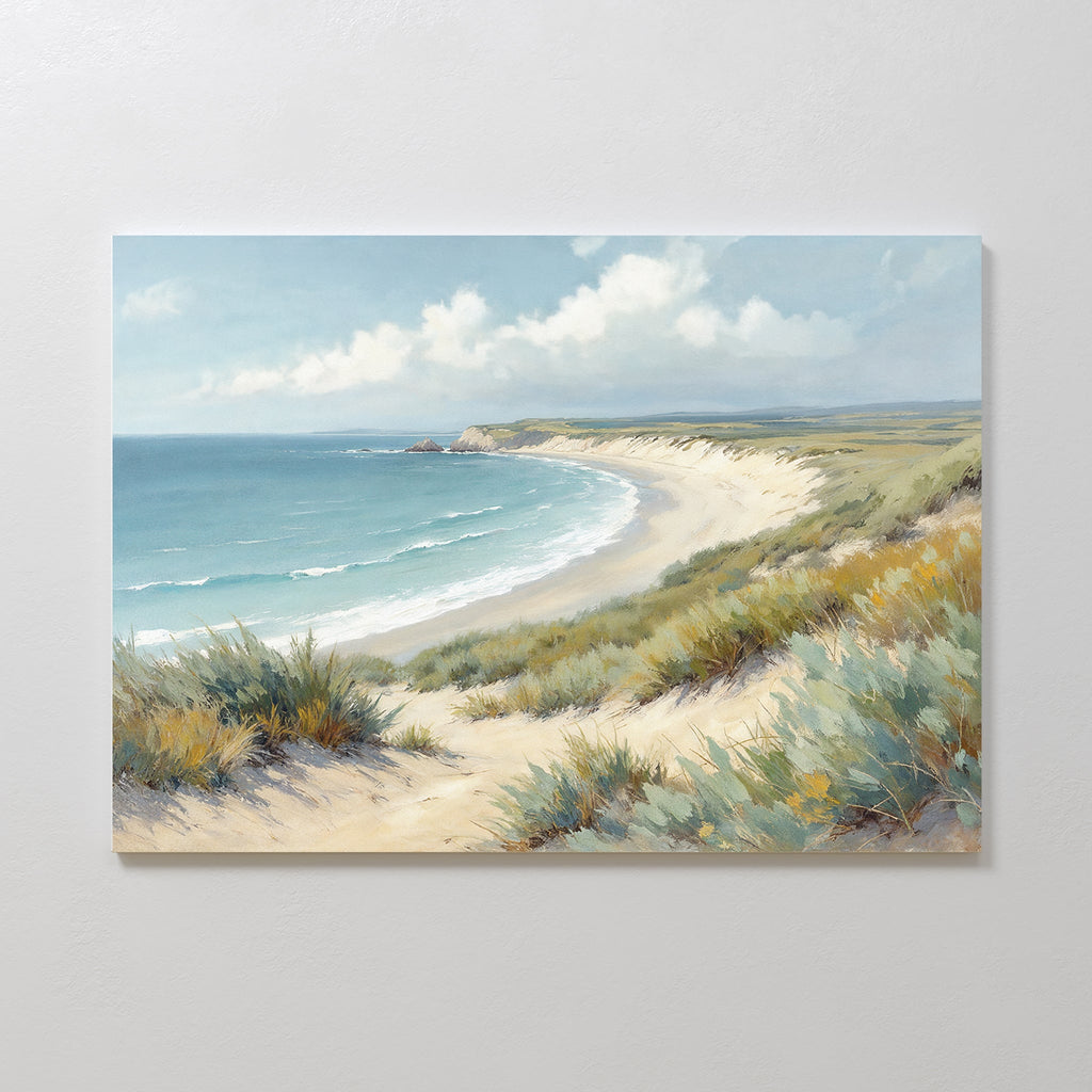 Where Dunes Whisper – blue vintage canvas wall art print by Aspire Prints