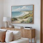 Where Dunes Whisper – blue vintage canvas wall art print by Aspire Prints