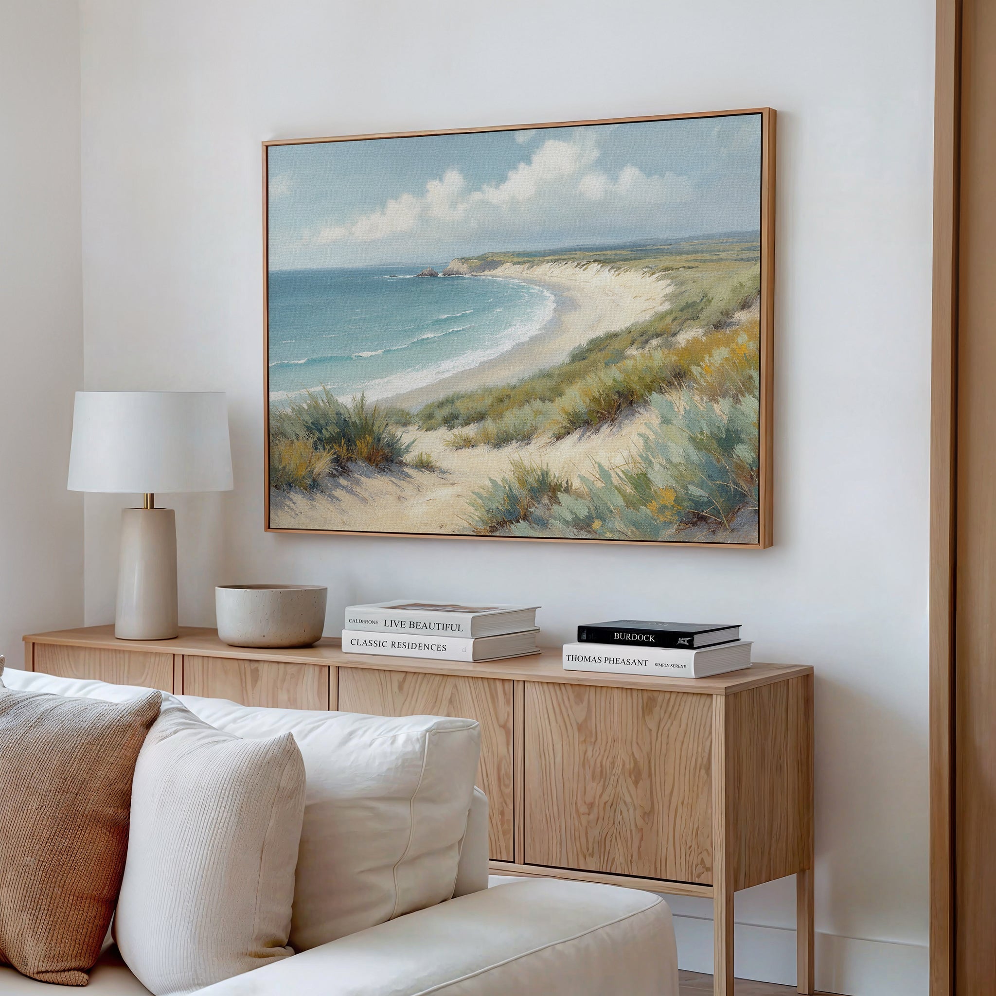 Where Dunes Whisper – blue vintage canvas wall art print by Aspire Prints