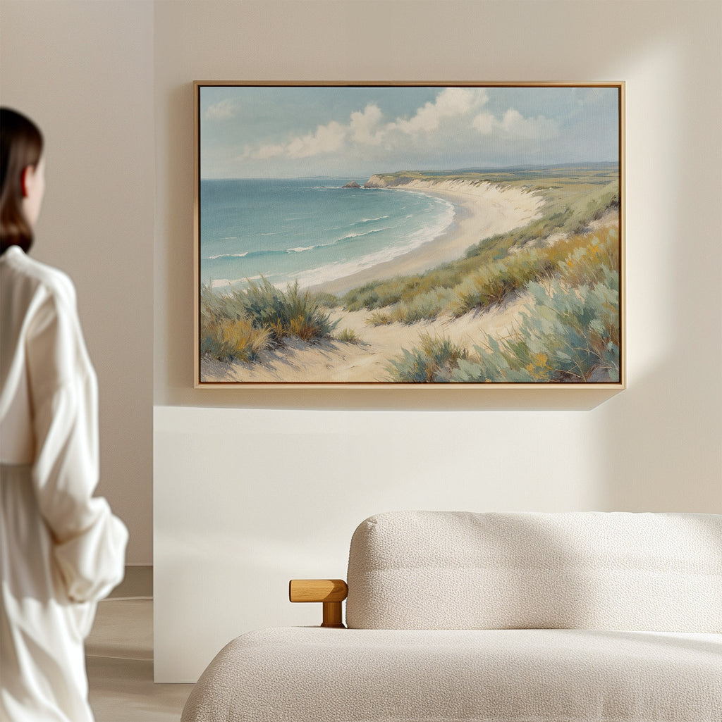 Where Dunes Whisper – blue vintage canvas wall art print by Aspire Prints