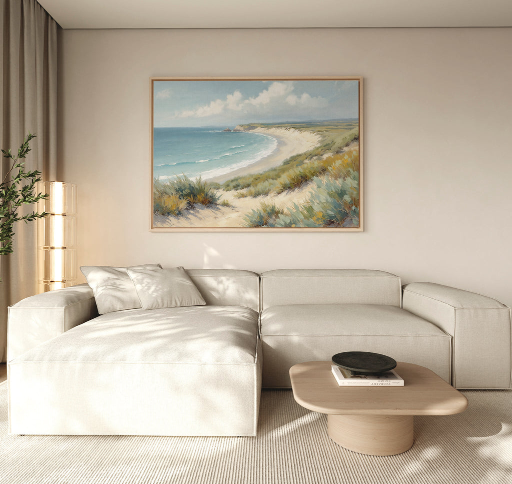 Where Dunes Whisper – blue vintage canvas wall art print by Aspire Prints