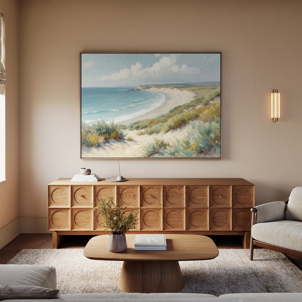 Where Dunes Whisper – blue vintage canvas wall art print by Aspire Prints