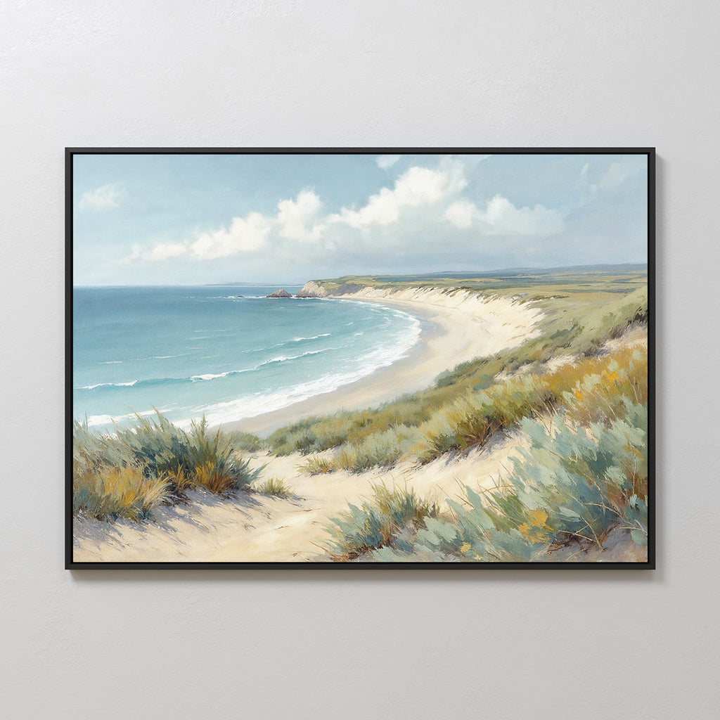 Where Dunes Whisper – blue vintage canvas wall art print by Aspire Prints