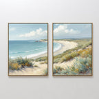 Where Dunes Meet the Tide – Set of 2 Canvas Prints set of 2 – blue vintage canvas wall art by Aspire Prints