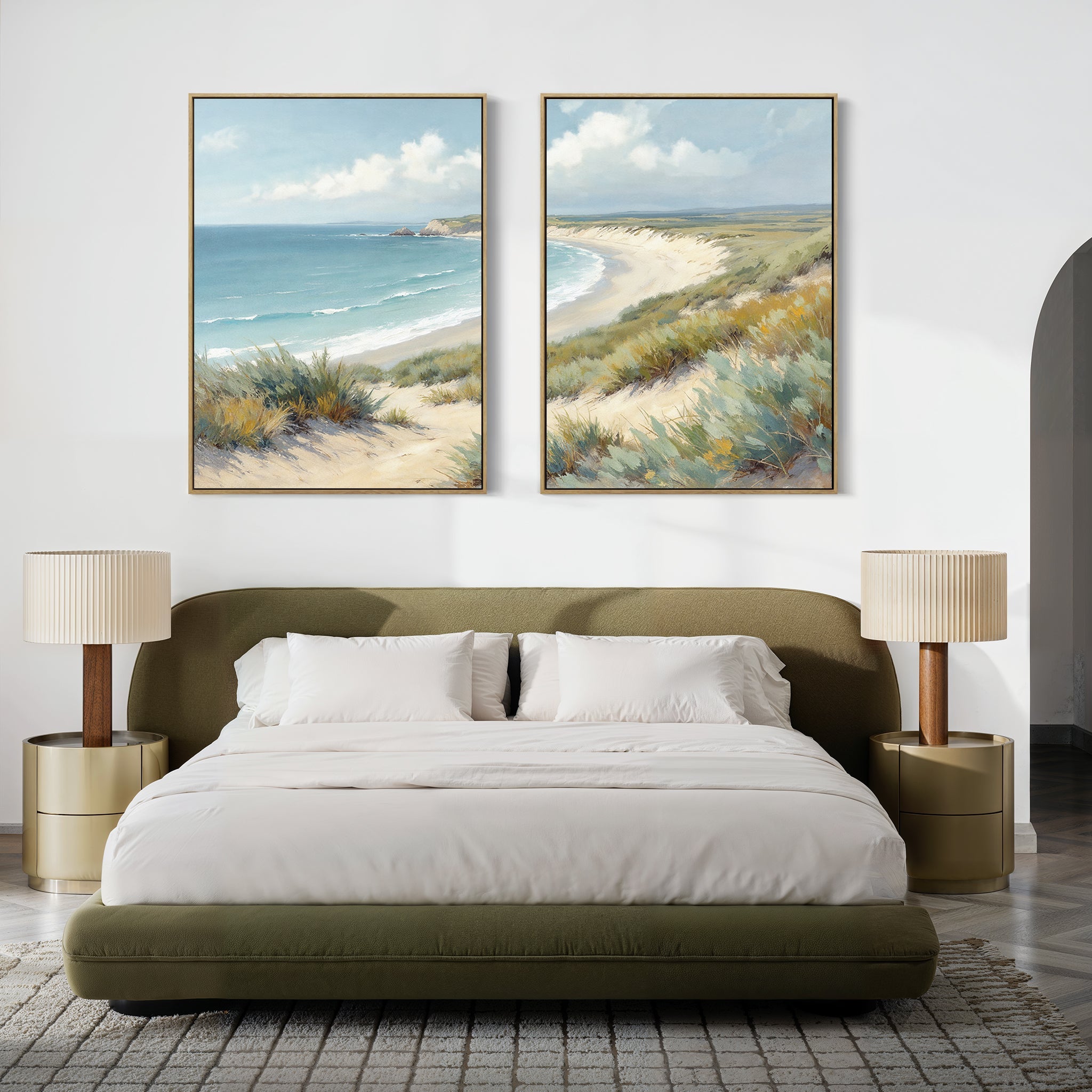 Where Dunes Meet the Tide – Set of 2 Canvas Prints set of 2 – blue vintage canvas wall art by Aspire Prints