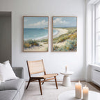 Where Dunes Meet the Tide – Set of 2 Canvas Prints set of 2 – blue vintage canvas wall art by Aspire Prints