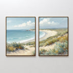 Where Dunes Meet the Tide – Set of 2 Canvas Prints set of 2 – blue vintage canvas wall art by Aspire Prints