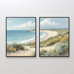 Where Dunes Meet the Tide – Set of 2 Canvas Prints set of 2 – blue vintage canvas wall art by Aspire Prints