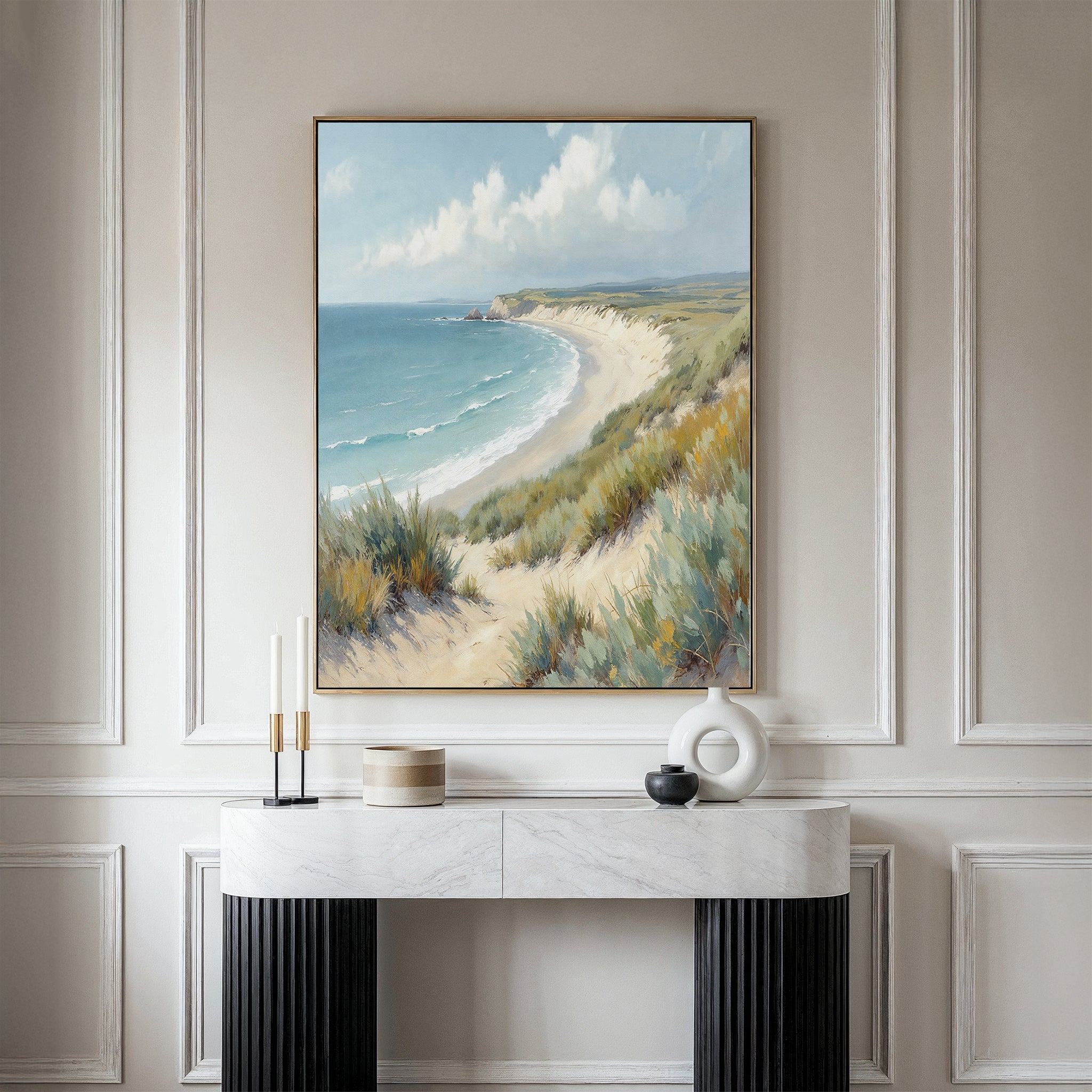 Whispers of the Dunes Canvas Print – blue vintage canvas wall art print by Aspire Prints