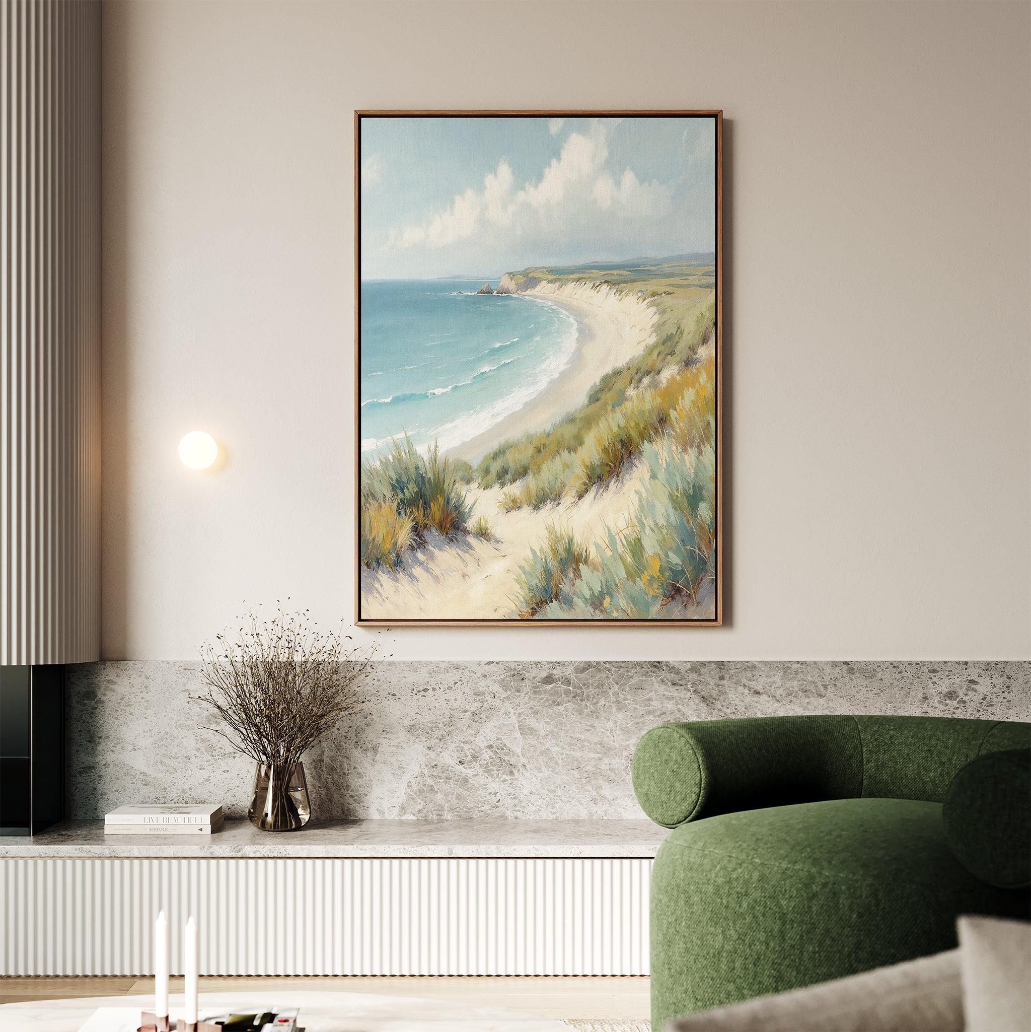 Whispers of the Dunes Canvas Print – blue vintage canvas wall art print by Aspire Prints