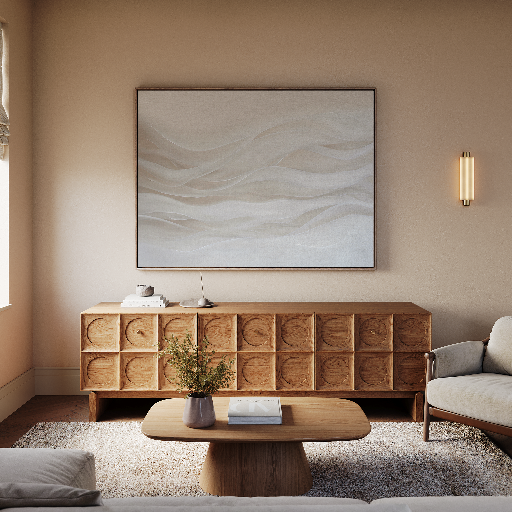 Whispers of Dune – beige and white abstract canvas wall art print by Aspire Prints